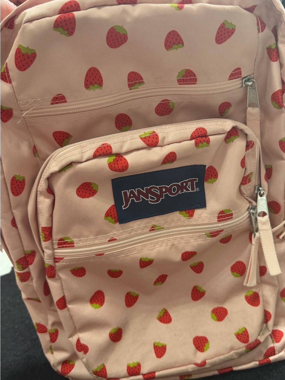 JanSport Pink Strawberry Print Backpack School Bag Cute - Picture 3 of 14